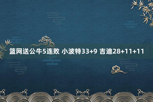 篮网送公牛5连败 小波特33+9 吉迪28+11+11
